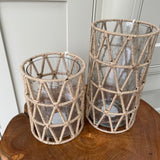 Retreat-home Jute Chevro Glass Lanterns 18cm & 26cm 22SS55