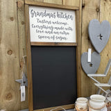 Tall Wooden Framed Chalkboard Sign 63cm - 'Grandma's kitchen..'