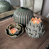Rustic Green Ceramic Vases