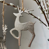 Silver Metal Hanging Reindeer - 2 sizes
