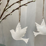 Hanging Decoration - White Enamel Dove | Medium & Large