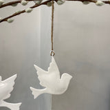 Hanging Decoration - White Enamel Dove | 3 sizes