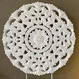 White Circle carved panel on Stand H48cm