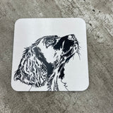 Penguin Ink Springer Dog 10cm Melamine Coaster with cork backing
