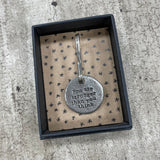 you are stronger than you think - metal kutuu keyring with anchor detail