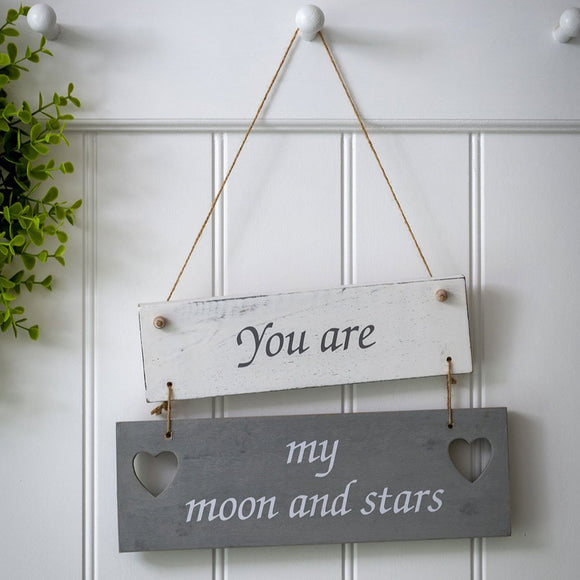 Retreat - Hanging 2 Part Sign 'You are my Moon & Stars'