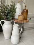 Cream Distressed Tall Urn Vase with Handles H41cm