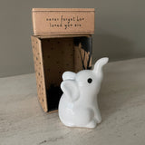 Cute Elephant white H9cm ceramic Charm Keepsake Quote on the Send with Love box - 'Never forget how loved you are'
