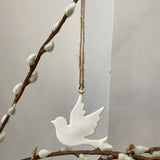 Hanging Decoration - White Enamel Dove | Medium & Large