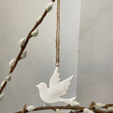 Hanging Decoration - White Enamel Dove | 3 sizes