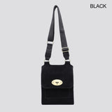 Faux Suede Slim Body Bag - Black