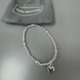 Eliza Gracious - Stretch Ball Bead Bracelet with heart Charm - Silver