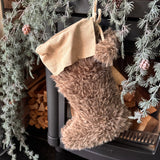Faux fur Neutral Christmas stockings 37cm - 3 colours