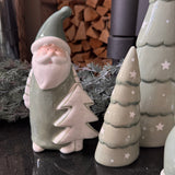 Ceramic White & Green Santa - 2 sizes