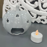Grey Ceramic Glazed Pumpkin T-Light Holder
