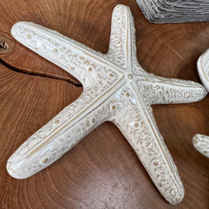 Coastal Collection - Glazed Off-white neutral Star Fish ornament
Available in 2 sizes - Small 10cm &amp; Large 16cm