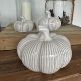 Cream Rustic Ceramic Pumpkins - Large