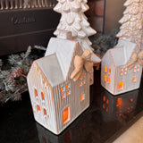 Ceramic Ribbed House with Bow topper - 2 sizes