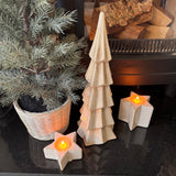 Neutral speckled Star T-Light holder - 2 sizes