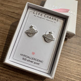 Life Charms the Thoughtful Jewellery Co.
Silver plated stud hypoallergenic Earrings collection;
Orb-shaped Silver Stud earrings E234S