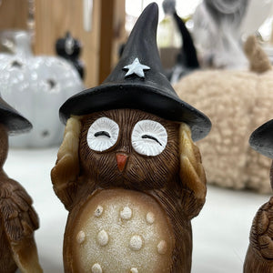 Halloween Owl Shelf Sitters in Witch Hats - 3 styles