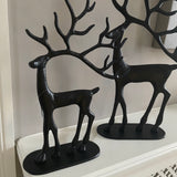 Elegant Black Metal Reindeer with large antlers on Stand Available in 2 sizes; Small H33cm & Large H39cm