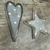 Ceramic Hanging Grey Heart or Star
