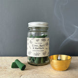 East of India collection; Glass jar of 35 Incense Cones Fragrance - Lime Basil &amp; Mandarin