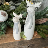 Tall Ceramic Standing Reindeers with Grey Scarf - Large