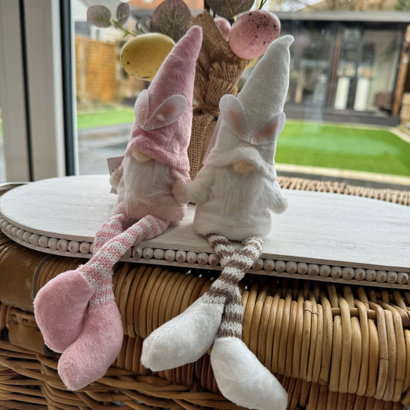 Mini Sitting Fabric Bunny Gonks 14.5cm Shelf Sitter available in -White or Pink