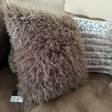 Faux Mongolian Fur Cushion 45cm - Brown