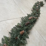 Green snowy Pine & Pinecone Garland 180cm