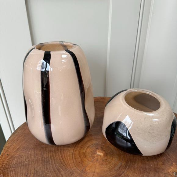 Wikholmform - Unique design & products from Scandinavia  Nova Glass Beige & Black Abstract Vases - 2 sizes 