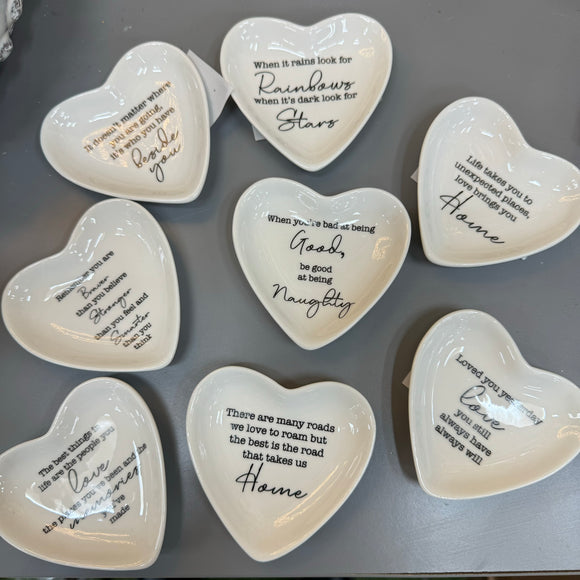 Ceramic Quotable Heart Trinket Dish - 8 quotes