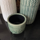 Green Patterned Ceramic Raised Planter H12.5cm