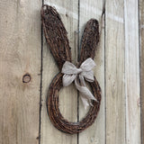 Rattan Hanging Rabbit Ear Wreath with Bow 44cm