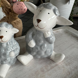 Super cute Grey &amp; White Ceramic Sheep -&nbsp;Large 12.5cm&nbsp;