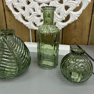 Small Glass Bottle Vases Vintage Green - 4 styles