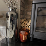 Tall Metallic Smoked Silver Glass mirror-finished Floor Vase H54cm