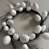 Easter White Speckled Egg Wreath with foliage 36cm