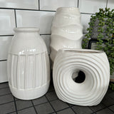 White Striped Ceramic Vase H24.5cm