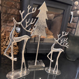 Standing Silver Metal Tall Reindeers - 2 Sizes