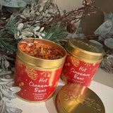 Best Kept Secrets Christmas - Elegance Gold Tin Candle Collection&nbsp;
Presented in a festive gold tin with images of gold pine cones, snowflake, stars on a deep red/orange background
Fragrance with sparkling red glitter for that elegant finishing touch;&nbsp;
Hot Cinnamon Buns - Cinnamon, Clove &amp; Orange