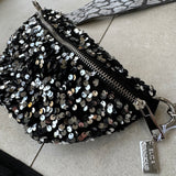 Eliza Gracious - Black Sequin Crossbody Bag with 2 straps