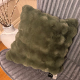 Malini Faux Soft Square Raffles Cushion - Olive