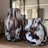 Black/brown &amp; White swirl Tortoiseshell Effect Glass Vases
Available in two styles - Tall H32cm &amp; Short H22cm