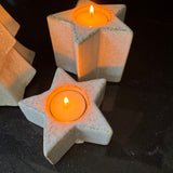 Neutral speckled Star T-Light holder - 2 sizes