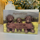 Hughie Highland Cow Figurine - 'Together we have Everything' Sign