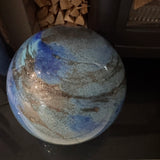 Glass Sphere Hand Blown Large Lamp - Blue & Black