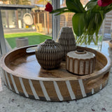 Round Wooden Whitewashed Trays - 2 sizes